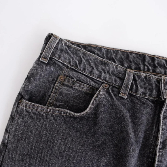 Vintage Levis 619 Black Stone Wash Straight Leg Denim Orange Tag Jeans 36/32 - Picture 7 of 14